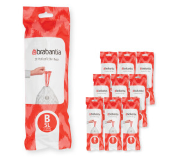 [I2 311741] Sacs poubelle Brabantia 5 litres, 12 rouleaux de 20 sacs, 205 x 280 mm