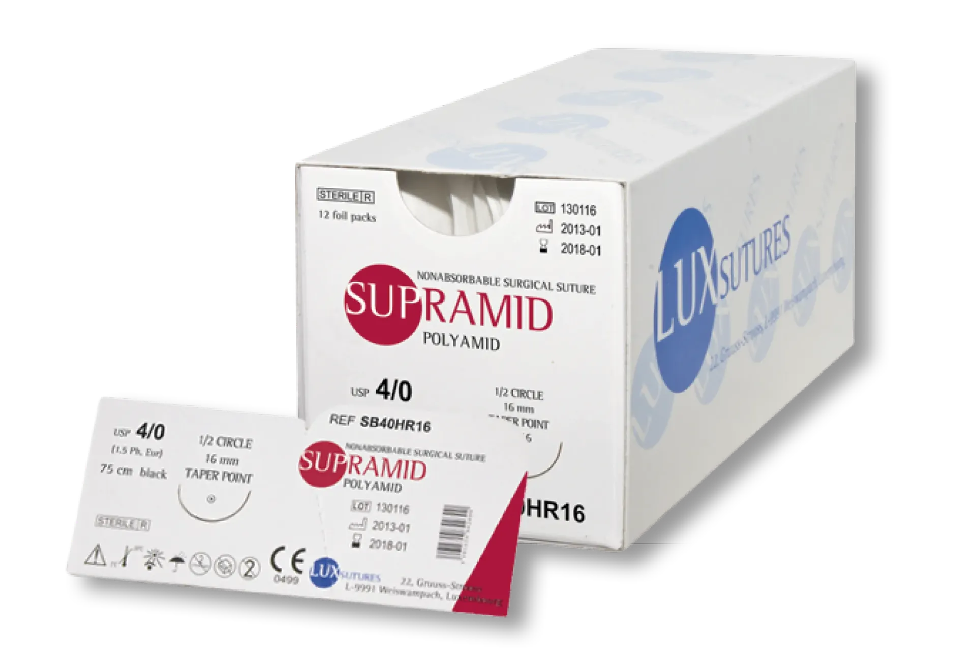 [SB40DS16-75] SUPRAMID 1,5, 4/0, 75 cm, black, 12 pcs