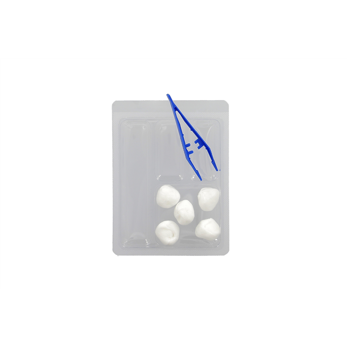 Set de pansement N°1: 5 tampons gaze diamètre 3cm 20 fils + 1 pince anatomique