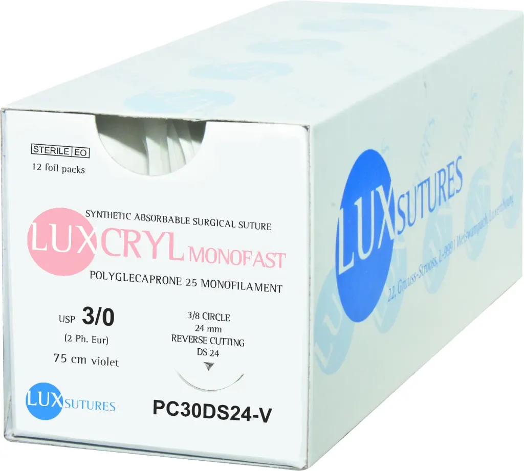 LUXCRYL MONOFAST EP3 USP 2/0 NEEDLE 3/8 CIR CUT- 24 MM / 75 CM, 12 pcs