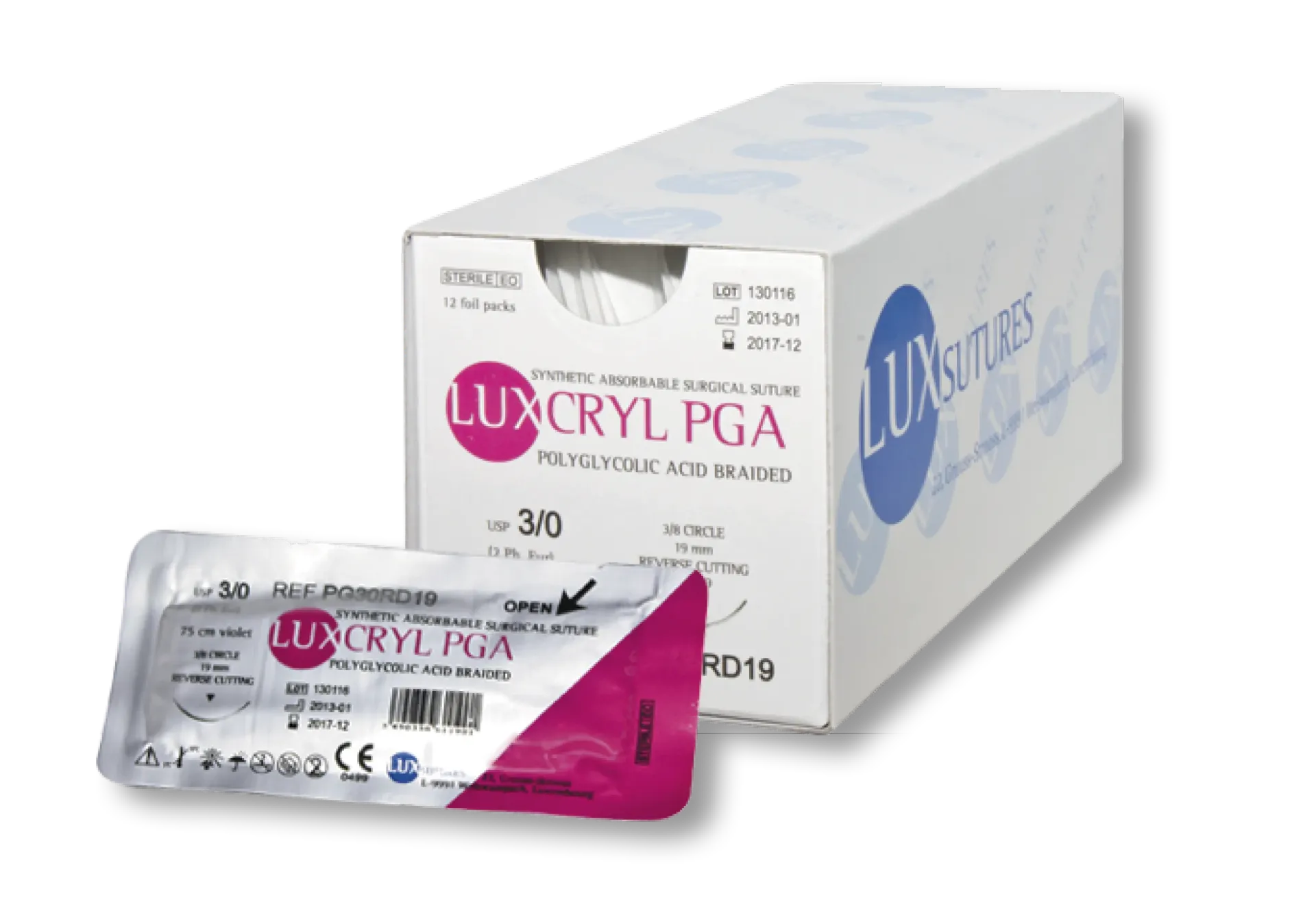 LUXCRYL PGA 0,7 6/0 75 cm, 12 pcs