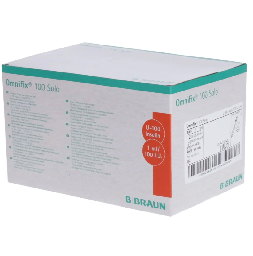 [9161708V] OMNIFIX INSULIN SOLO 1 ml 100E sans aiguille, 100 pièces