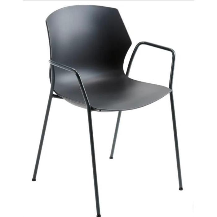 Chaise empilable, avec accoudoirs, piétement anthracite, couleur anthracite, 2 pcs