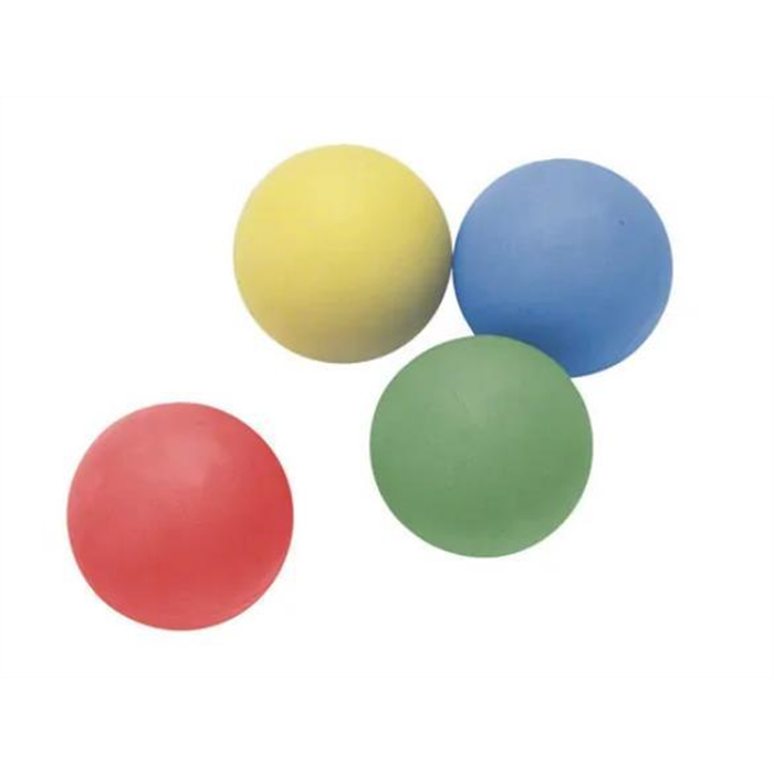 [13155] Balle en caoutchouc mousse, set de 4 : ø 62 mm, bleu, vert, rouge, jaune