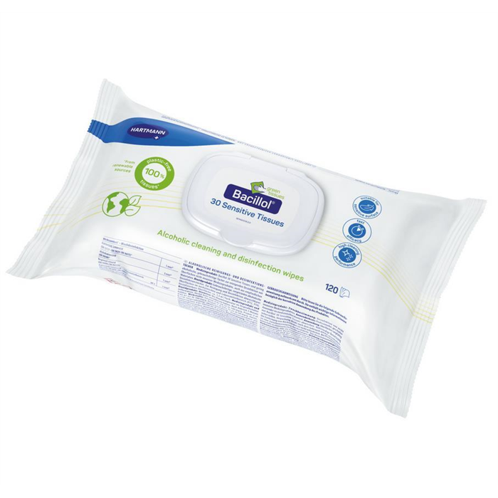 Bacillol 30 Sensitive Tissues green, 120 lingettes