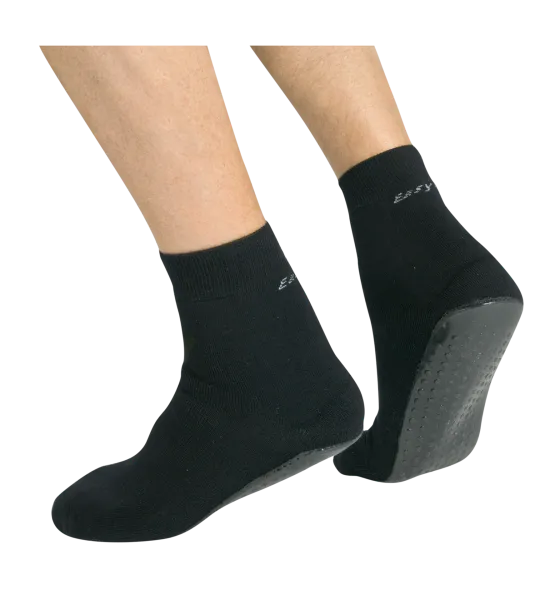 SUPRIMA - Chaussettes antidérapantes avec semelle en caoutchouc, noir, taille 43/45