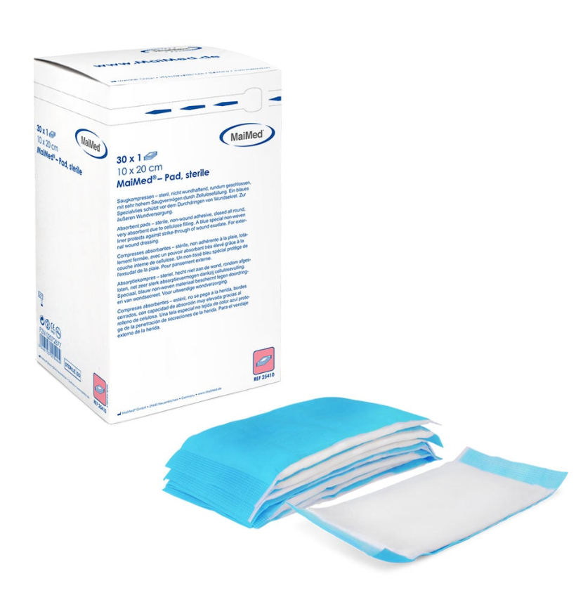 [00025400] MaiMed Pad stérile 10x10 cm compresses absorbantes 60 pcs/boîte