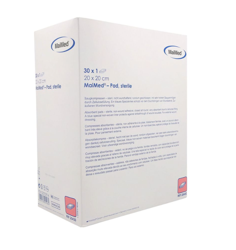 [00025430] MaiMed Pad stérile 20x20 cm compresses absorbantes 30 pcs/boîte